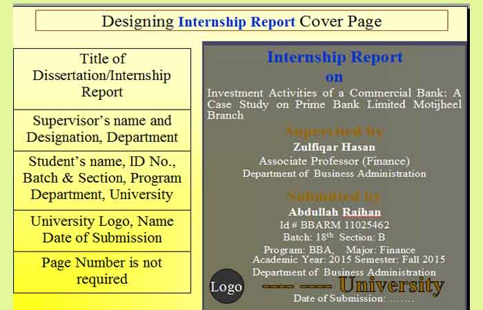Designing Internship Report Cover Page