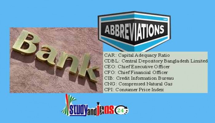 Common abbreviation and acronyms used by banks