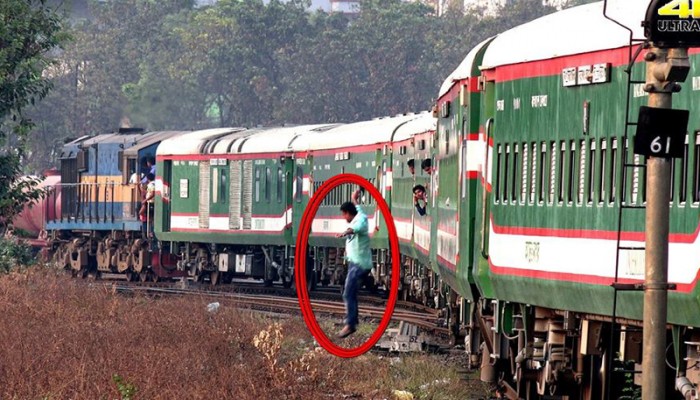 কমলাপুরে ট্রেন থেকে লাফ দিল তরুণ